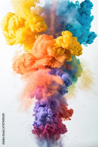 A vibrant cloud of colored smoke in the air. Suitable for various design projects