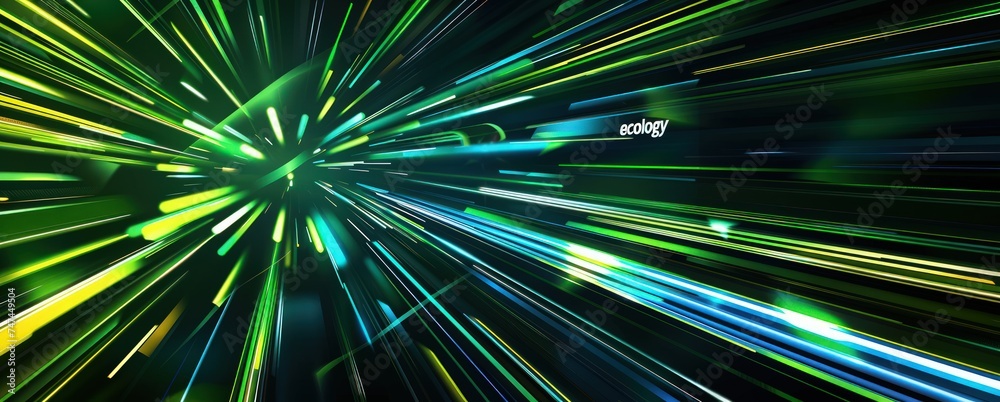 green shiny blue abstract background with neon lights, speed lines, stripes and shapes, super flat style, outrun, multilayered green shiny blue abstract background with neon lights, speed lines, stripes and shapes, super flat style, outrun, multilayered