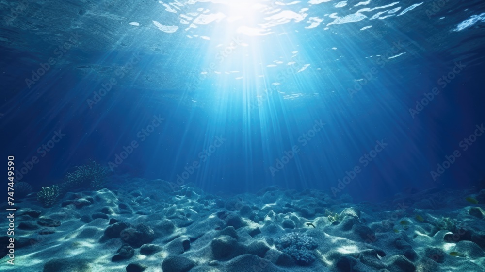 Sunlight shining through clear water, perfect for nature or underwater themes