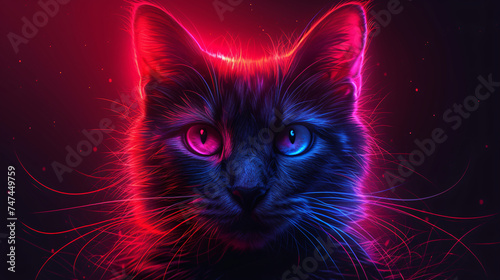 purple and pink cat's face logo template for design, in the style of neonpunk, rtx on, photo