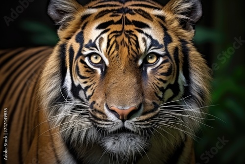 Close up of a tiger looking at the camera. Suitable for wildlife concepts