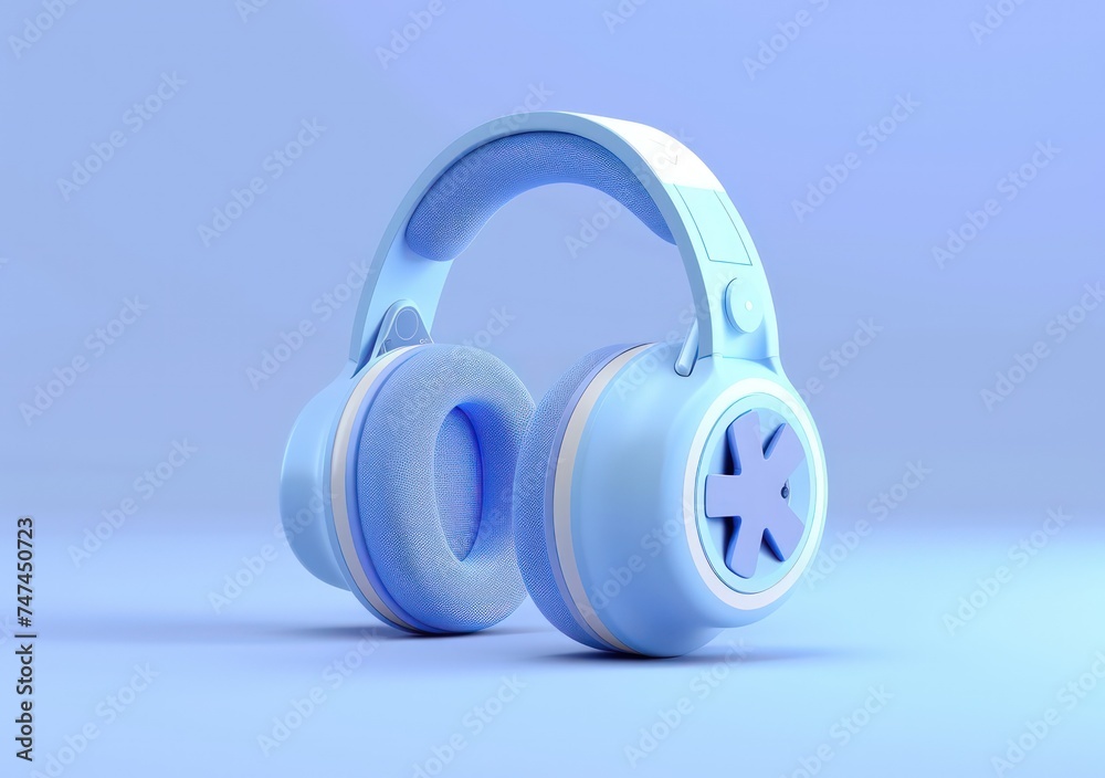 headset , violet and azure, minimalist form, screen format 