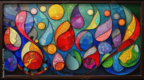 Stained glass window background with colorful abstract.