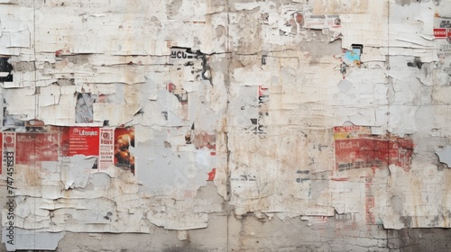 A wall covered with various posters, perfect for advertising or urban background