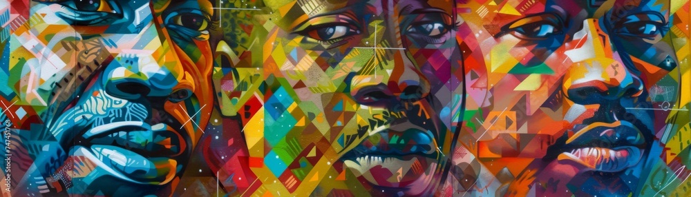 Colorful Abstract Graffiti Faces Mural Colorful Abstract Graffiti Faces Mural