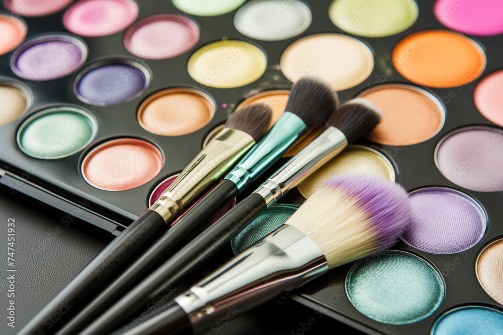 Professional makeup brushes and tools, set of makeup objects. Professional makeup brushes and tools, set of makeup objects.