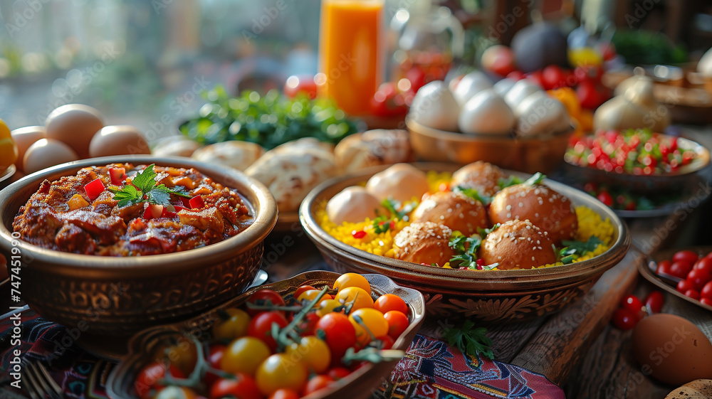 Navruz spreads gleam with a colorful array of dishes, embodying the richness of culture