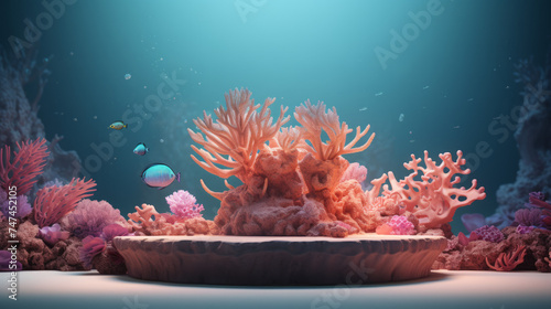 Marine Coral Podium product display for product presentation © road to millionaire