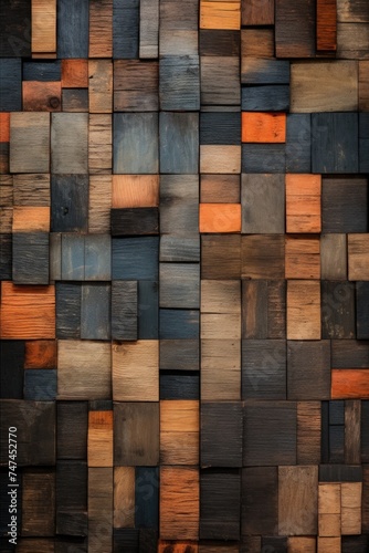 Detailed view of a wooden block wall, suitable for background use
