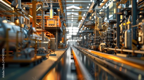 A factory filled with various machines and pipes. Suitable for industrial concepts