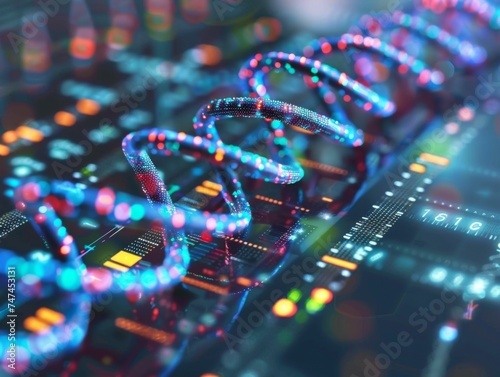 Abstract DNA Helix in Technological Environment