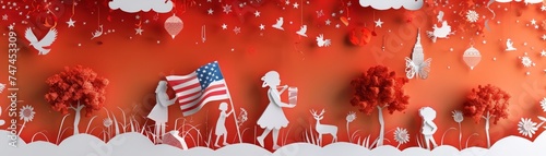 Patriotic Paper Art of American Symbols and Nature