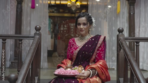 Quiet Elegance: A Marathi Woman's Smile Amidst Timeless Tradition