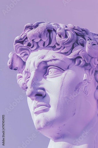 A statue of a man with curly hair. Ideal for historical and artistic projects