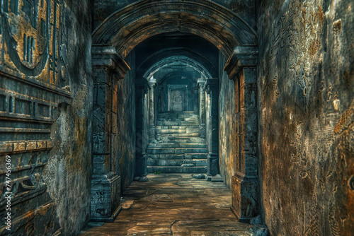 The Mystical Corridor of an Egyptian Temple