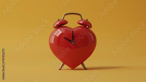 A red heart-shaped alarm clock