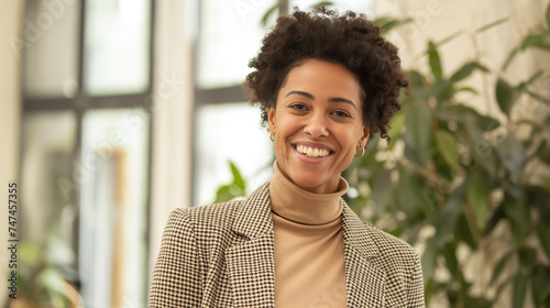 Retrato de uma jovem empresária afro-americana sorrindo no escritório - Wallpaper