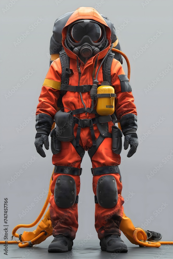 A Man In A Firefighting Suit. Illustration On The Theme Of Professions And Lifestyles.  Generative AI