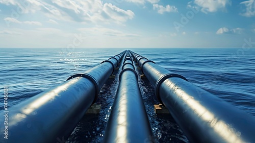  Offshore Industry oil and gas production petroleum pipeline. Offshore industry pipeline in action, transporting oil and gas. photo