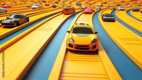 a colorful toy car track with multiple colorful, ai generative