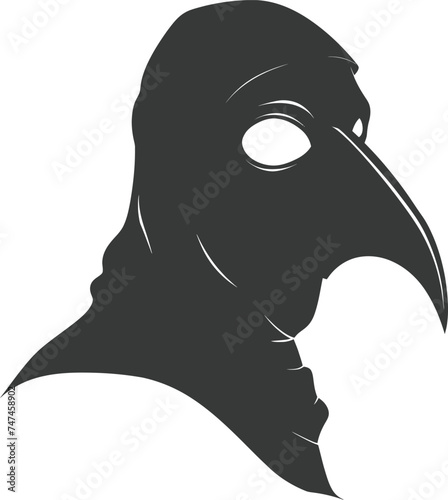 Silhouette plague mask black color only full