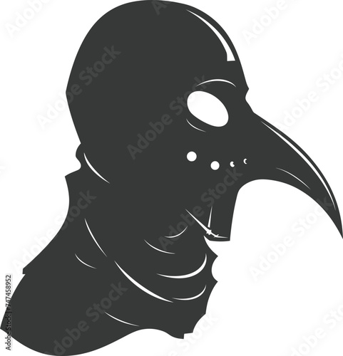 Silhouette plague mask black color only full