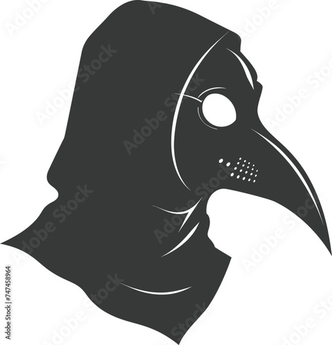 Silhouette plague mask black color only full