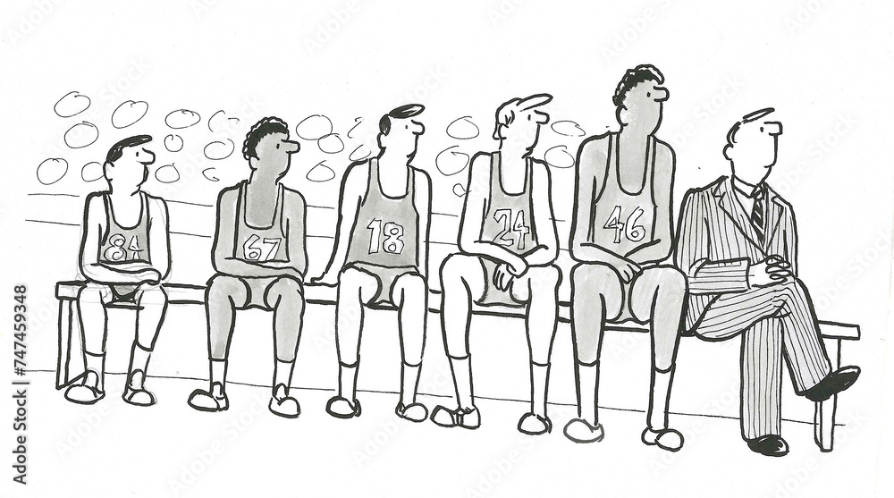 Basketball Players Sit on the Bench by Height Basketball Players Sit on the Bench by Height