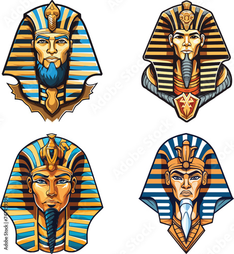 A set of ancient egypt statue vector illustration