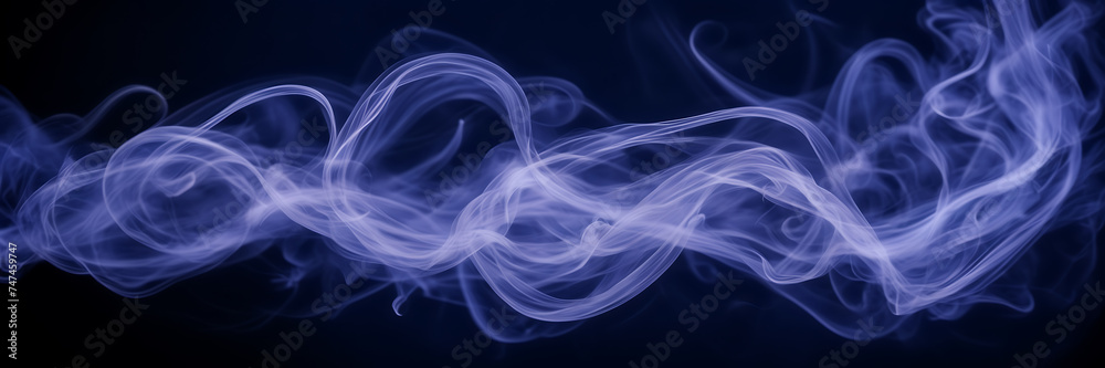 Photograph capturing the mesmerizing dance of lavender smoke tendrils against a canvas of midnight blue.