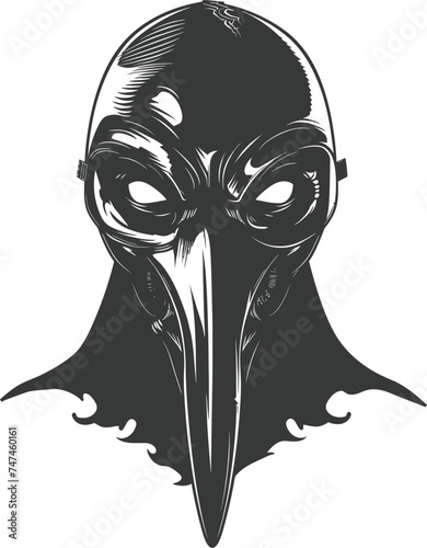 Silhouette plague mask black color only full