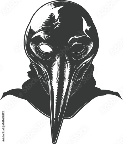 Silhouette plague mask black color only full