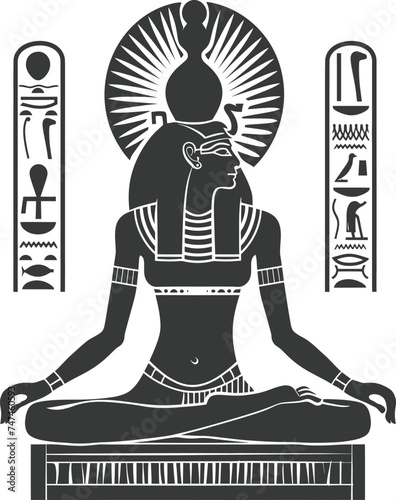 Silhouette single ancient egyptian hieroglyphs symbol logo black color only