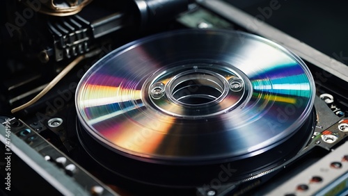 Close Up of a CD Player With a CD Inserted