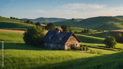 House in the Middle of Green Field