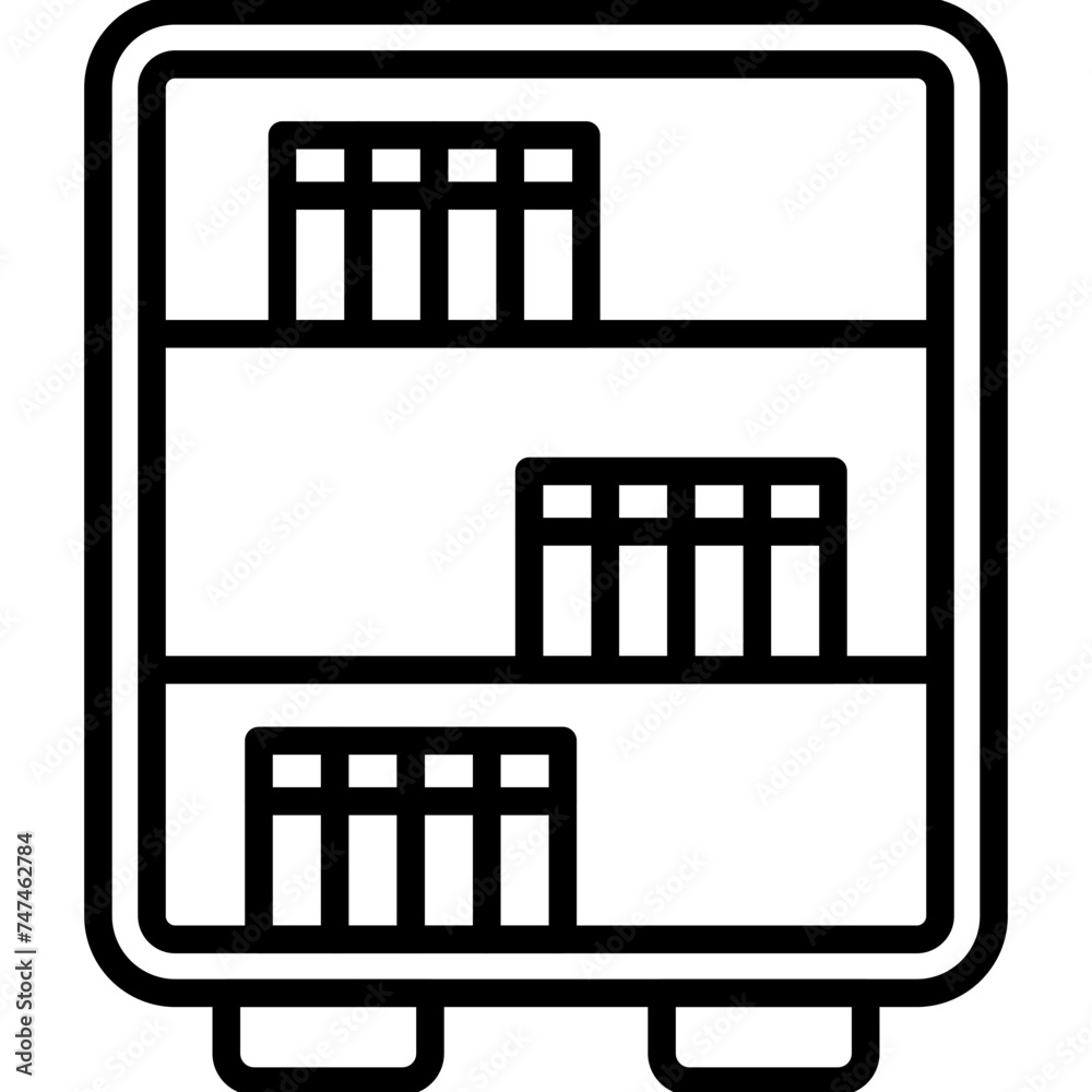 Bookshelf Vector Line Icon Bookshelf Vector Line Icon