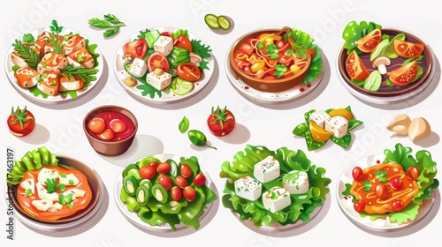 Various types of food displayed on plates  perfect for food-related projects