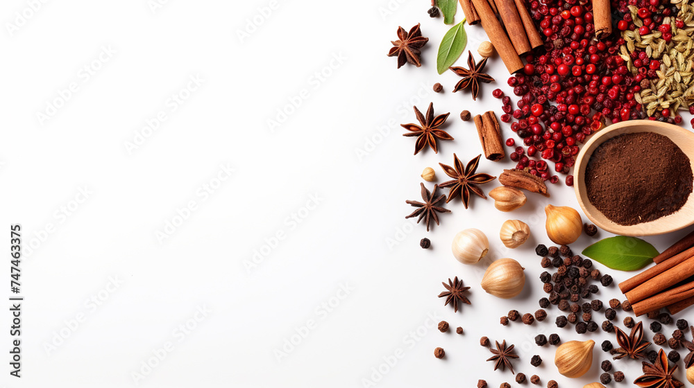 Fototapeta premium Various spices selection. Isolated on white background