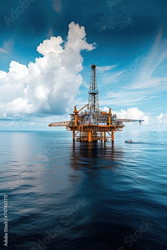 Offshore oil and gas rig platform. Majestic rig stands tall, fueling the world.