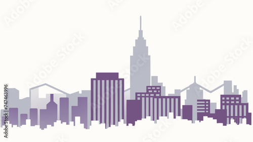 Silhouette of high-rise buildings in the city of Miami. Vector illustration isolated on white.