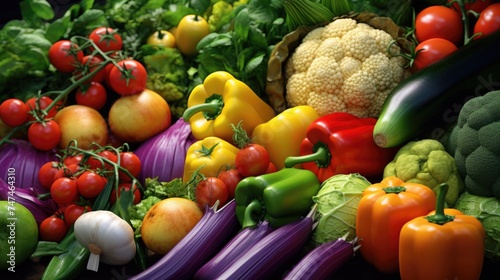 Various fresh vegetables neatly arranged on a wooden table. Ideal for healthy eating concept