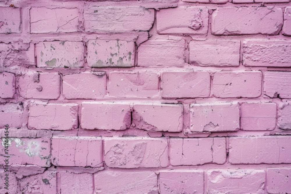 Fototapeta premium Detailed close-up of a pink brick wall, suitable for background use