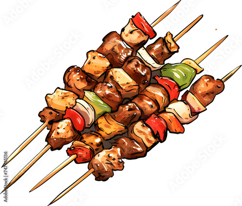 Grilled skewers, meat skewers, skewers