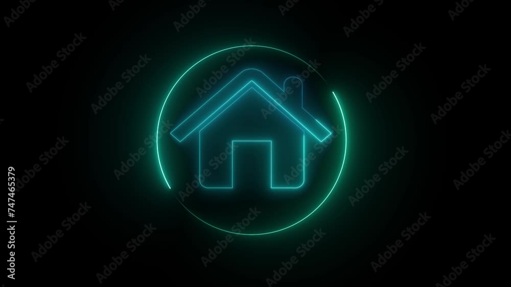 Neon line Cool linear animated home icon. Real estate icon animation. Neon line Cool linear animated home icon. Real estate icon animation.