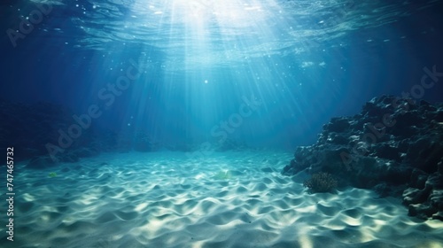 Sunlight filtering through clear water, ideal for nature or underwater themes © Fotograf