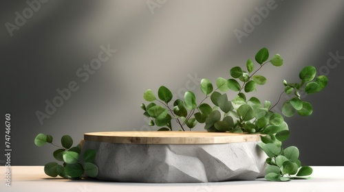 Natural Theme Eucalyptus Podium product display for product presentation © road to millionaire