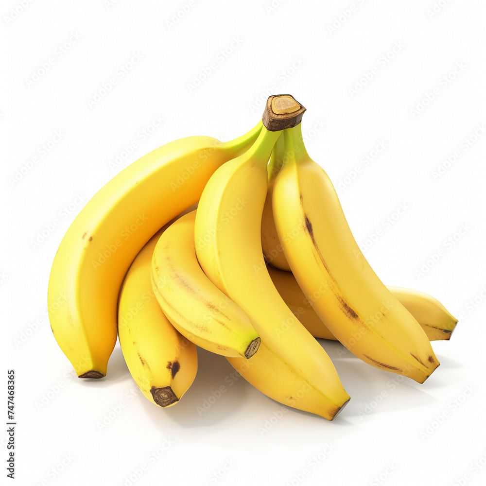 A bunch of Ripe Banana on a white Background