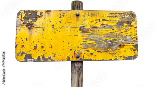 Old Wooden Sign With Yellow Paint