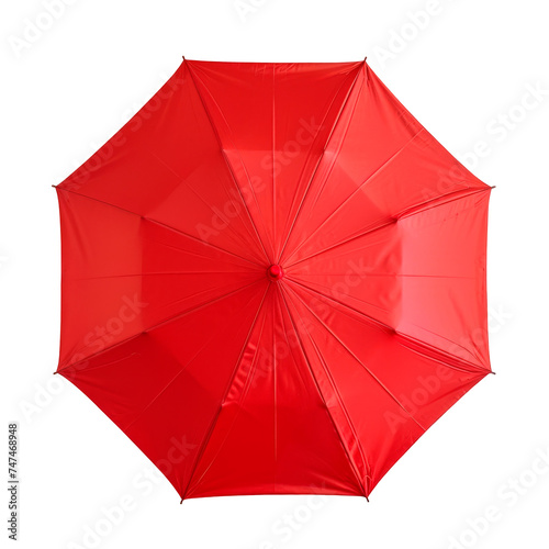 Open Red Umbrella on White Background