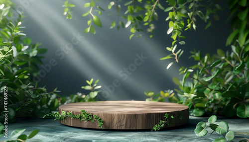 A magical grove featuring a flat wooden podium